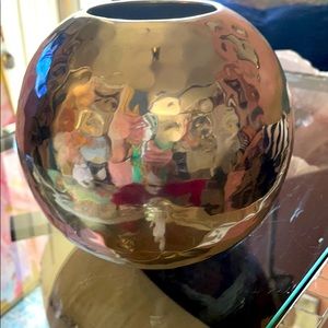 Hammered metal round vase
